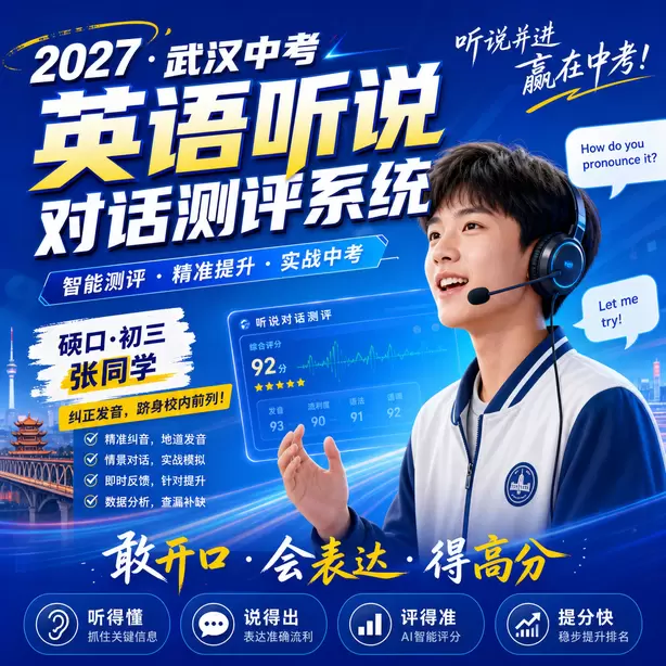 武汉中考英语听说机考注意事项硚口&middot;初三张同学（纠正发音，跻身校内前列）